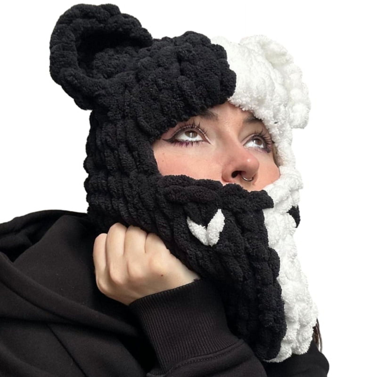 MANNYA Knit Full Face Balaclava Hiking Scarves Bear Ears Balaclava Ski Halloween Hat