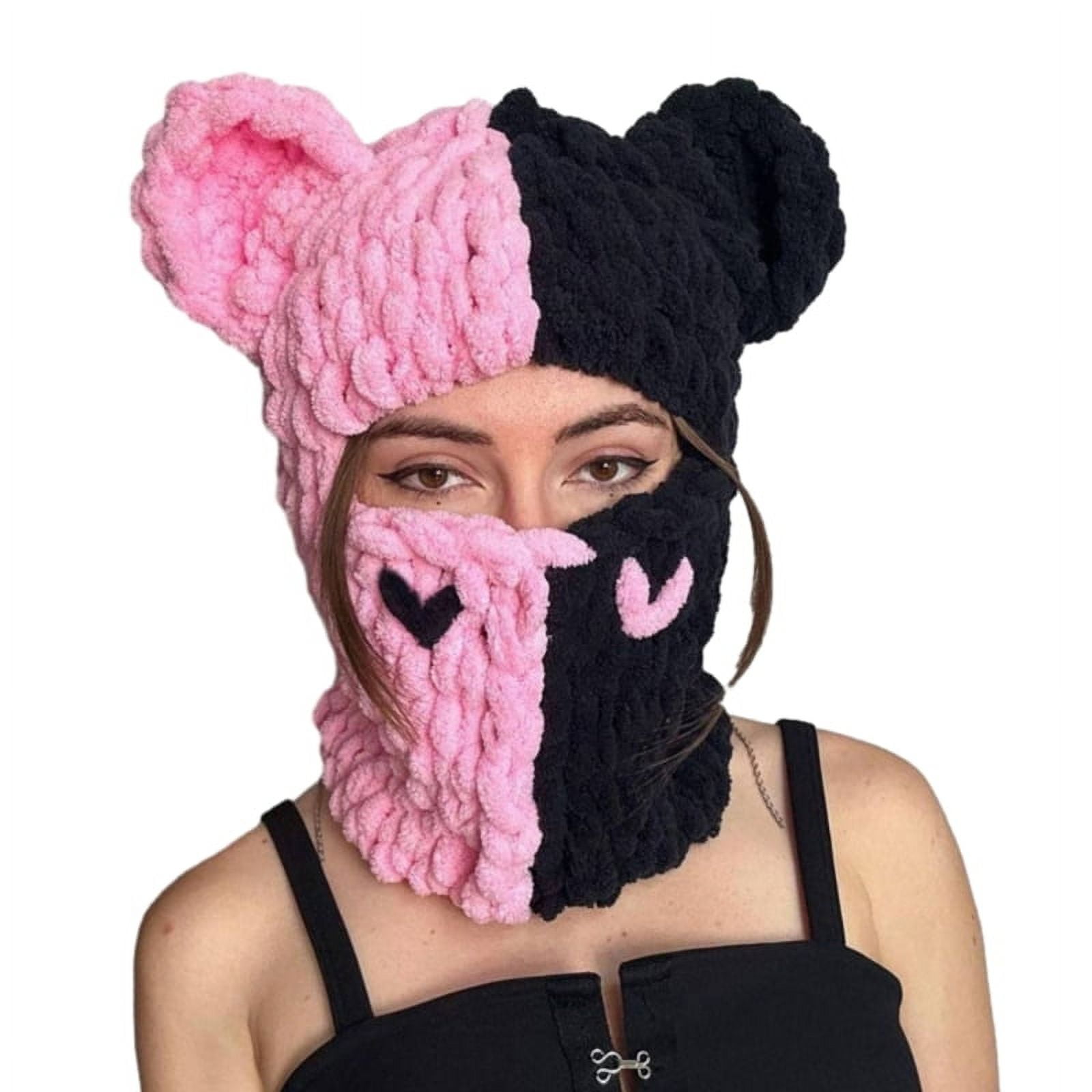 MANNYA Knit Full Face Balaclava Hiking Scarves Bear Ears Balaclava Ski Halloween Hat