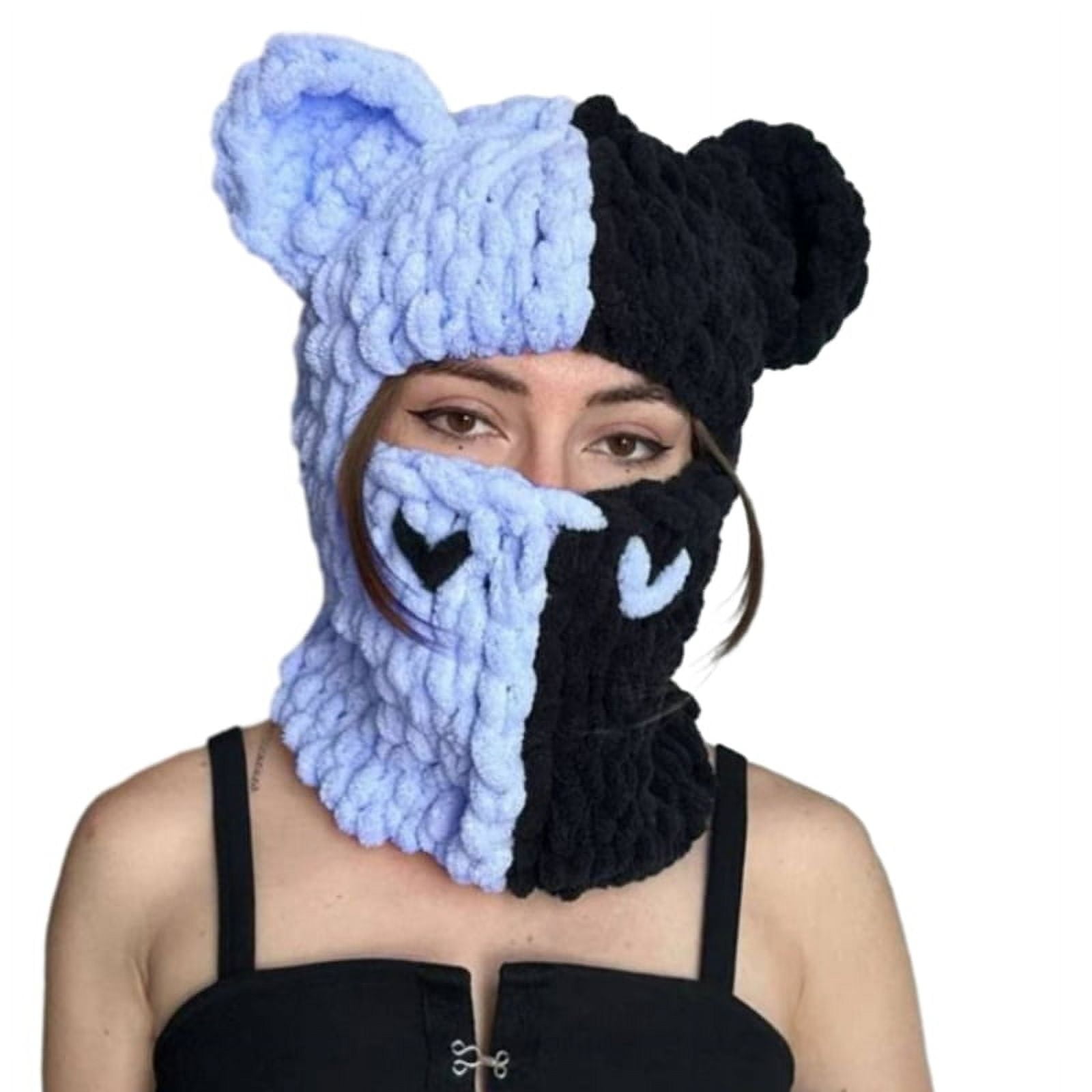 MANNYA Knit Full Face Balaclava Hiking Scarves Bear Ears Balaclava Ski Halloween Hat