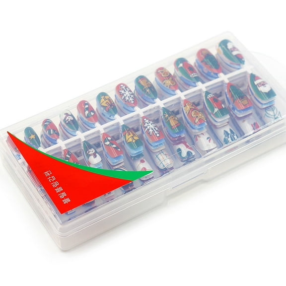 MANNYA Nails Full Cover Press On Nails Fake Fingernail Kit Nail Art Decoration Snowflakes Christmas Snowflakes