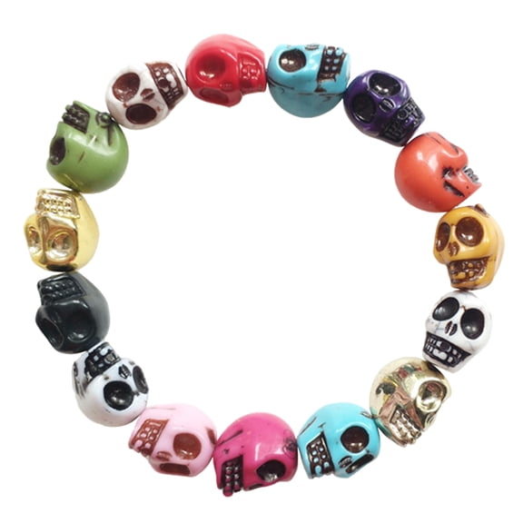 MANNYA Novelty Skull Bracelets Adjustable Elastic Bracelet Prayer Bead Linked Bracelet Jewelry Decoration Holiday Gift for Girl