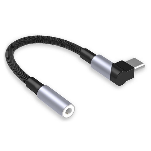 MANNYA Nylon Braideds 90 Type C to 3.5mm Sound Connectors for Smartphones with Inlines Control