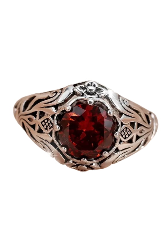 Punk Rock Red Crystal Alloy Rings Unisex Gothic Jewelry Perfect For Parties Weddings Date Night Size 7 Anniversary