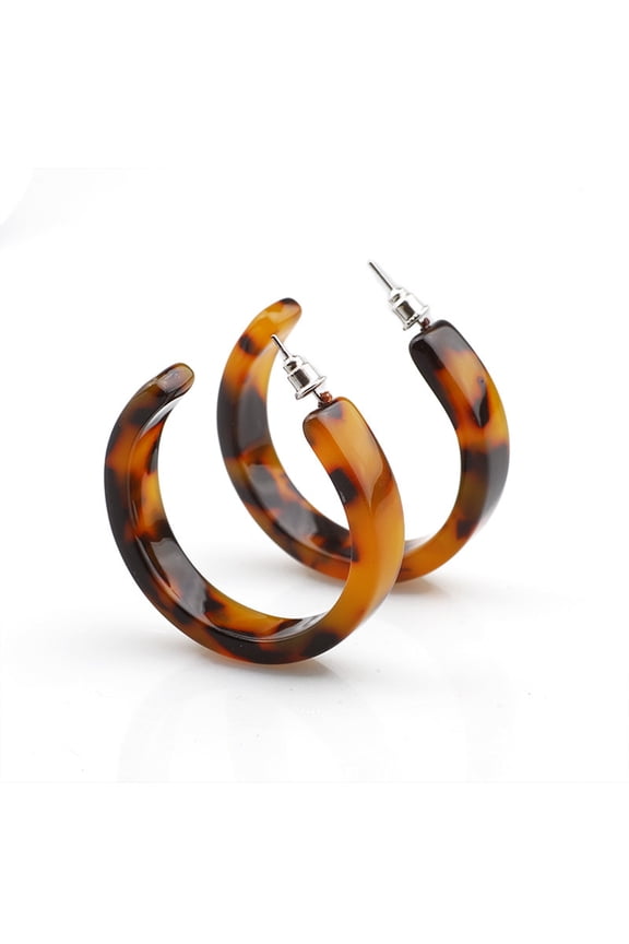 Retro Leopard Print Round Earrings C-shaped Hoop Earrings Gift for Best Friend