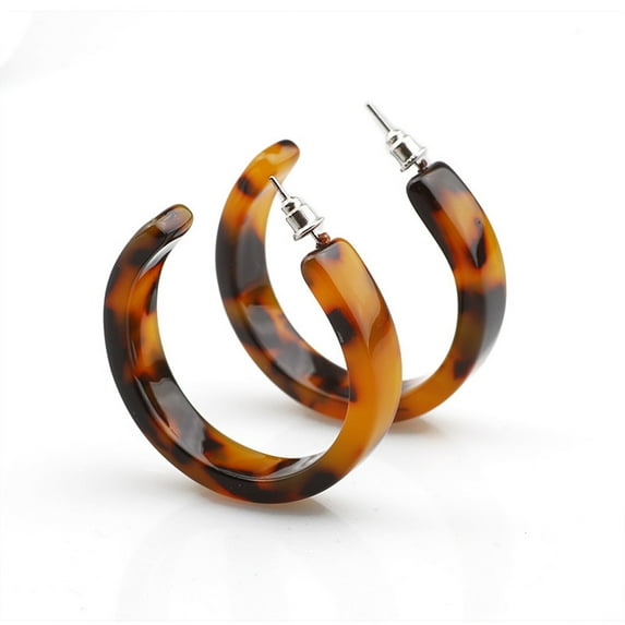 MANNYA Retro Leopard Print Round Earrings C-shaped Hoop Earrings Gift for Best Friend