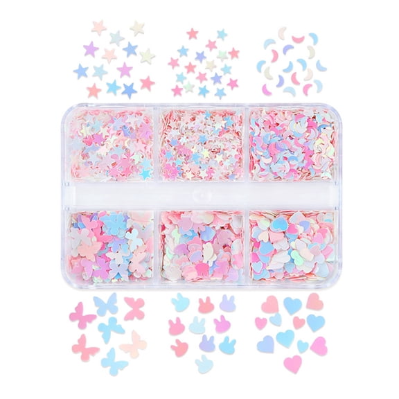 MANNYA Sparkling Sequins Mix Art Mixed Heart Star Shaped Sequins Gel Polish Sparkling Powder Charm Glitter Flakes