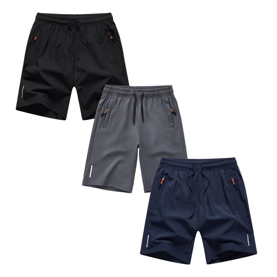 MANRONG Boys Shorts Quick Dry Athletic Running Shorts with Zipper Pockets