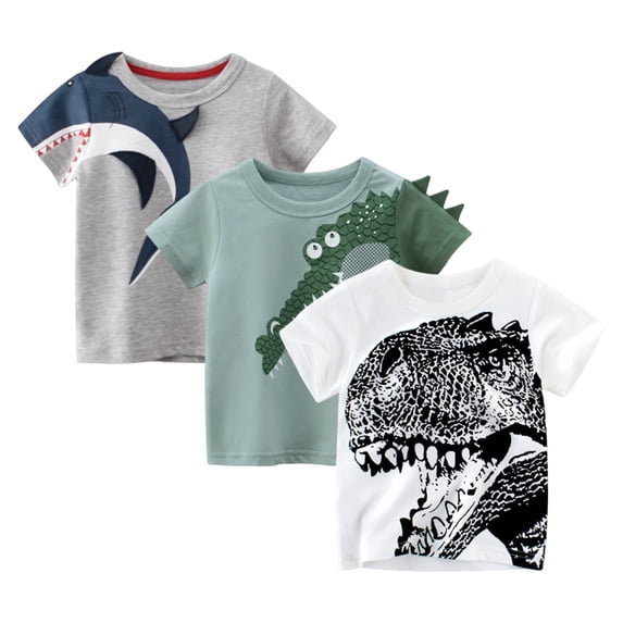 CHOYURME CHONYURM Toddler Boys Summer Cotton Short-Sleeve Graphic T-shirt,Pack of 3