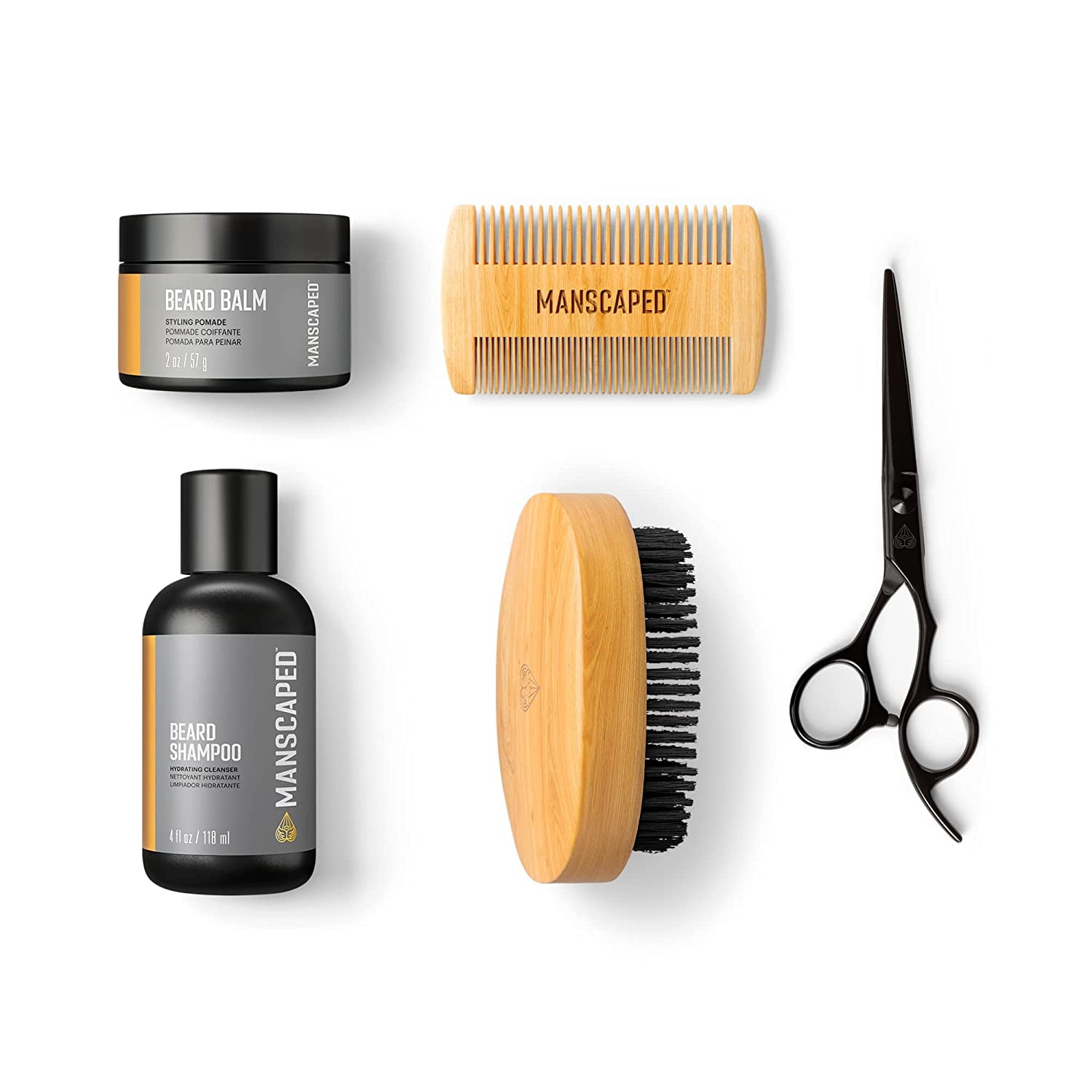MANSCAPED Beard Care Kit Includes Moisturizing Beard Shampoo & Balm, Soft Brush, Comb & Precision Scissors