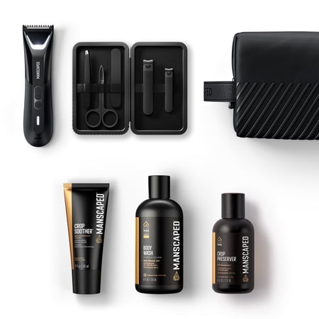 MANSCAPED® Premier Package 5.0, with The Lawn Mower® 5.0 ULTRA Men's Groin & Body Hair Trimmer, Shears 3.0, Crop Preserver® Ball Deodorant, Refined® Body Wash, Crop Soother™, Shed 2.0
