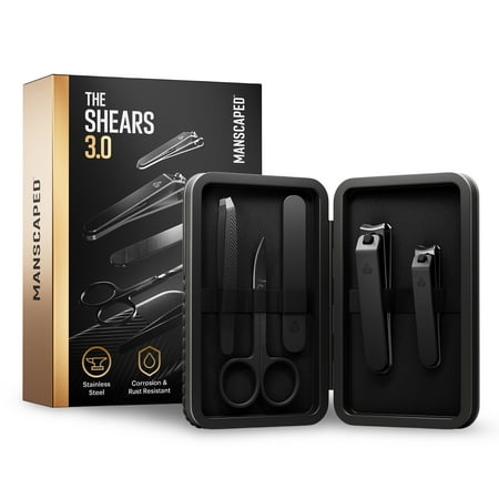 Manscaped - The Shears 3.0, 5-Piece Precision Men’s Nail Grooming Travel Kit, Stainless Steel Manicure Set - Black