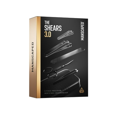 Manscaped - The Shears 3.0, 5-Piece Precision Men’s Nail Grooming Travel Kit, Stainless Steel Manicure Set - Black