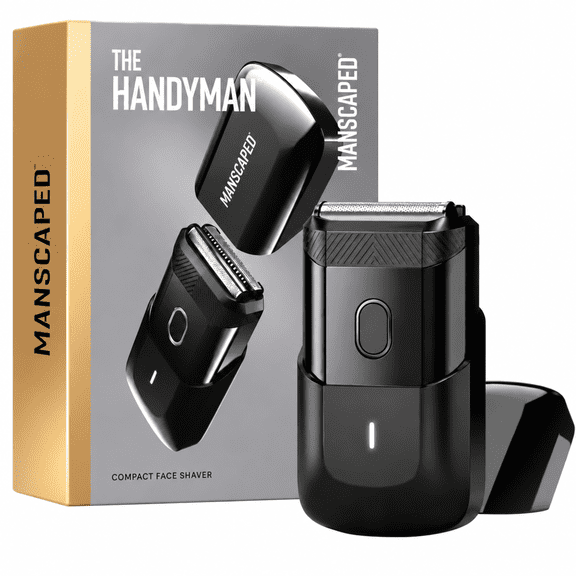 MANSCAPED Handyman Compact Travel Mens Electric Foil Shaver, SkinSafe Facial Hair Groomer, USB-C Rechargeable, Black