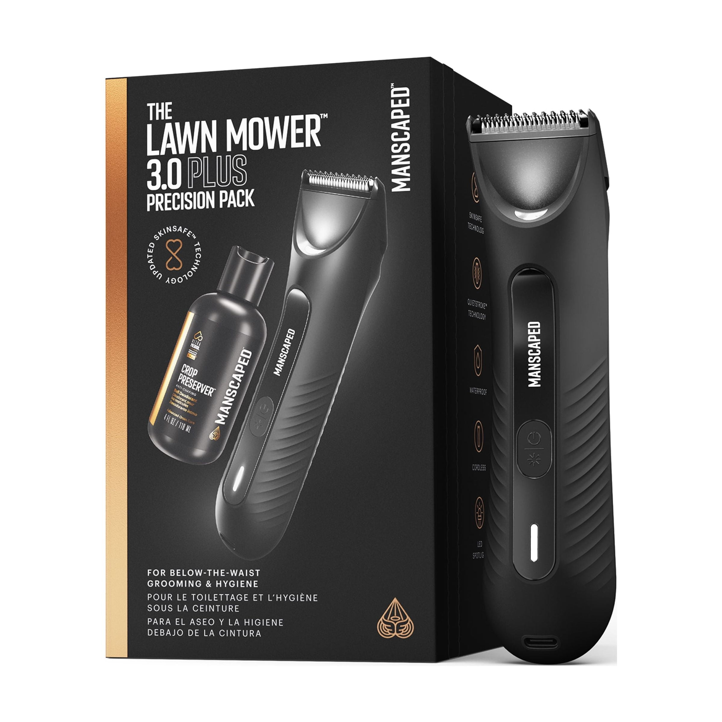MANSCAPED The Lawn Mower 3.0 Plus Precision Pack Men s Body Hair Trimmer with 4oz. Crop Preserver Ball Deodorant