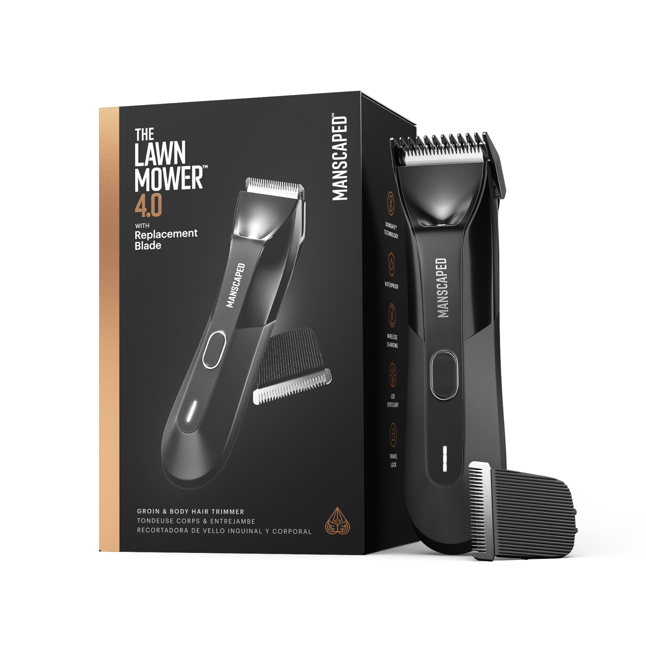 MANSCAPED The Lawn Mower 4.0 Men's Groin & Body Hair Trimmer with Additional SkinSafe Replacement Blade