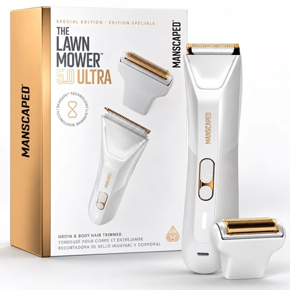MANSCAPED Lawn Mower 5.0 Ultra Men's & Women's Electric Groin Shaver, Body & Pubic Hair Trimmer with SkinSafe Technology, White Hot
