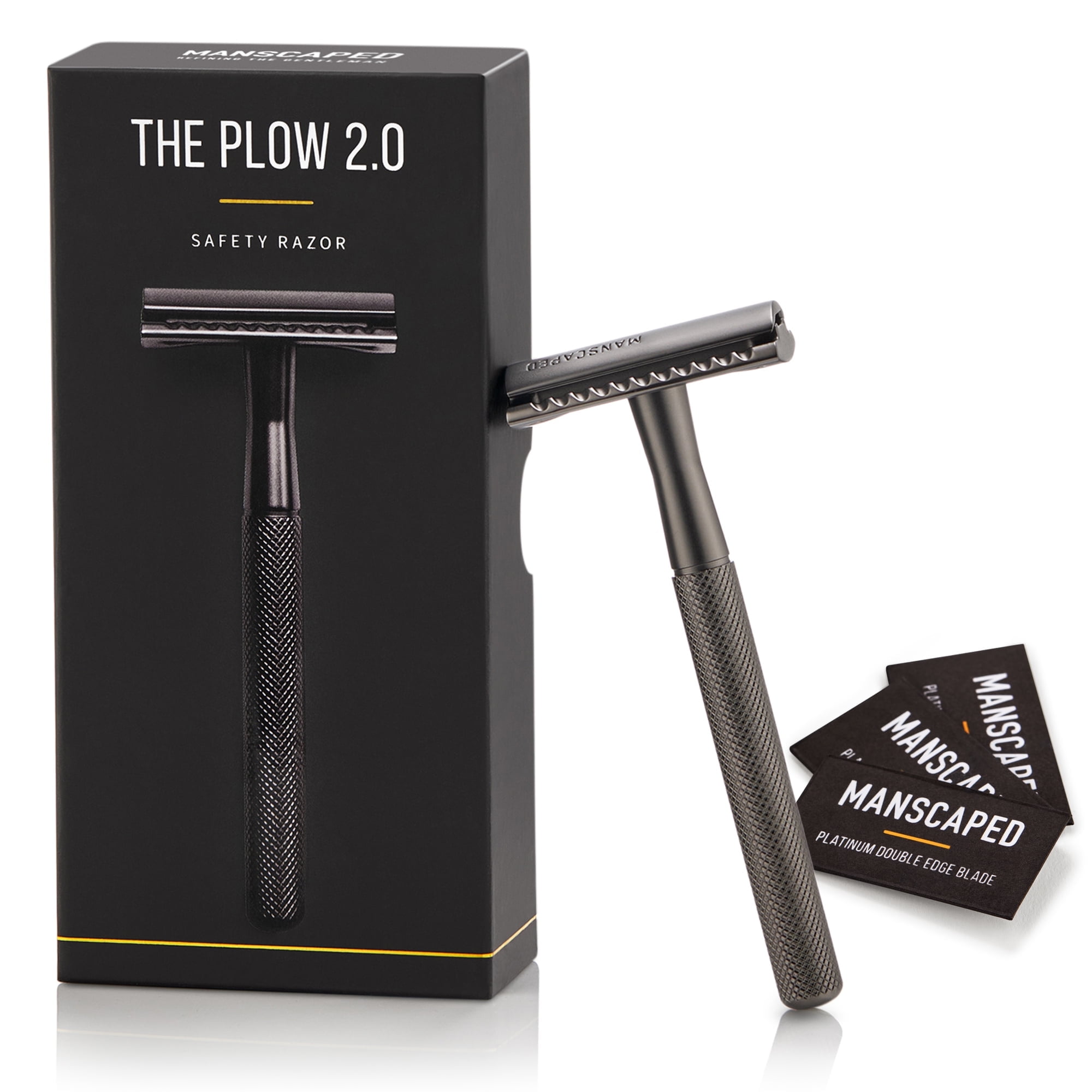 MANSCAPED The Plow 2.0 Men's Premium Single Blade Double-Edged Safety Face Razor - Grey