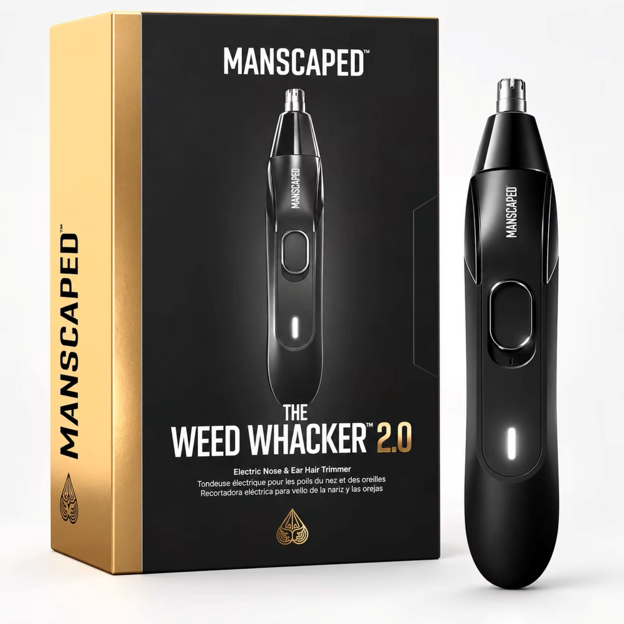 MANSCAPED® Weed Whacker® 2.0 Men's Electric Nose and Ear Trimmer for Mens Grooming with SkinSafe® Rotary Blade, Black