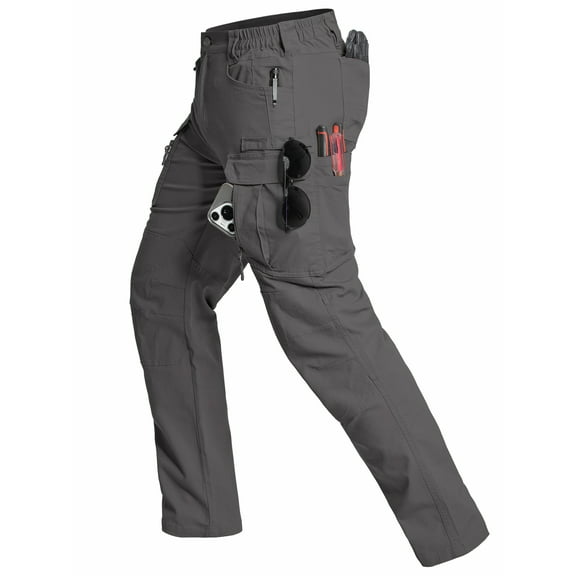 MANSDOUR Men's Cotton Stretch Tactical Pants Lightweight Flex Cargo Work Pants Hiking Outdoor Trousers Dark Gray 36x30