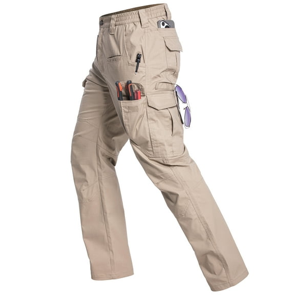 MANSDOUR Men's Flex Work Pants Stretch Ripstop Water-Resistant Utility Cargo Pants Lightweight Workwear Outdoor Tactical Pants