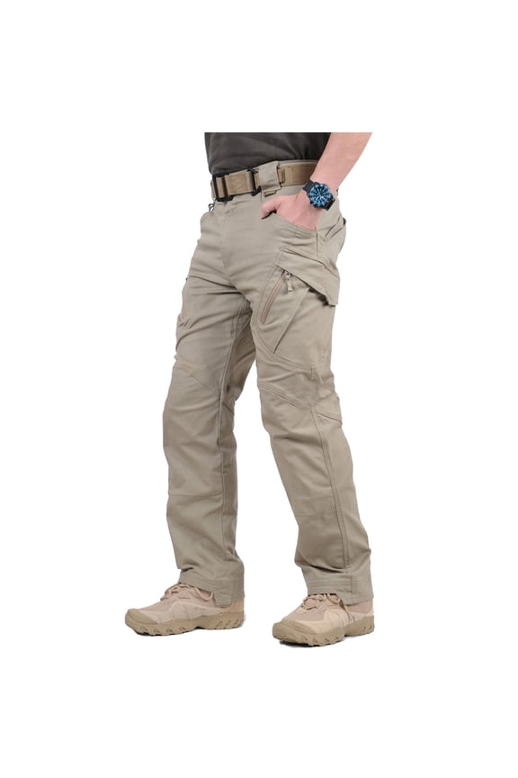 Men's Military Hiking Tactical Pants Cotton Cargo Ripstop Lightweight Combat Outdoor Trousers Kahki 34x30