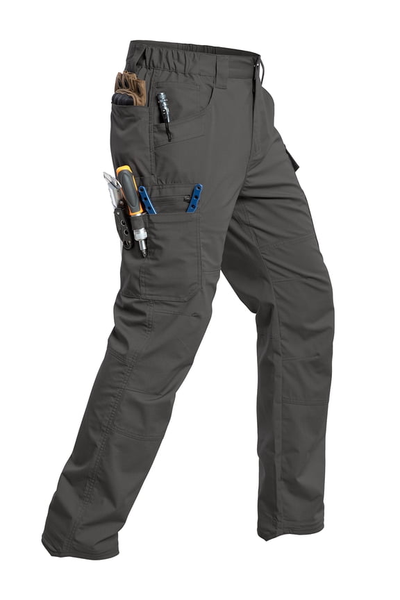 Men's Stretch Ripstop Tactical Pants Water Resistant Flex Cargo Pants Lightweight EDC Operator Work Utility Pants Dark Gray 34x30
