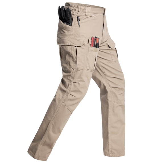 MANSDOUR Men's Cargo Pants Cargo Lightweight Water-resistant Work Outdoor Hiking Pants Kahki 34x30