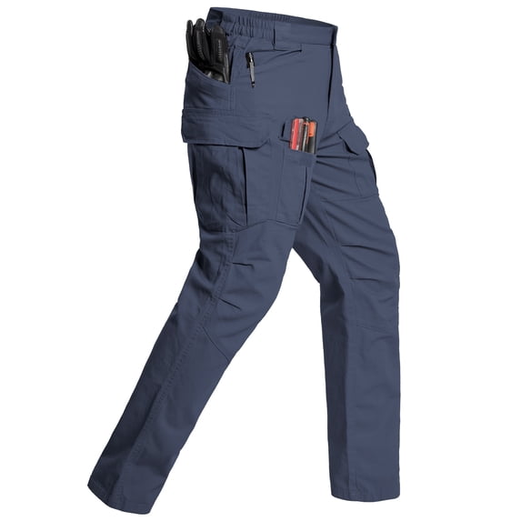 MANSDOUR Men's Cargo Pants Cargo Lightweight Water-resistant Work Outdoor Hiking Pants Navy Blue 32x30