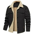 thumbnail image 1 of MANSDOUR Men's Winter Fleece lined Jacket Cotton Warm Sherpa Cargo Jackets Thermal Lapel Trucker Work Coat Black XXL, 1 of 7