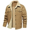 thumbnail image 1 of MANSDOUR Men's Winter Fleece lined Jacket Cotton Warm Sherpa Cargo Jackets Thermal Lapel Trucker Work Coat Khaki L, 1 of 7