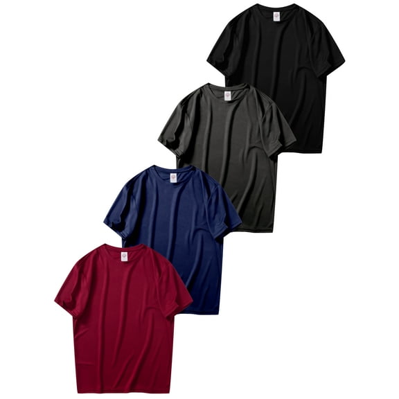 MANSENHUG 4 Pack Men's Dry Fit T Shirts Athletic Running Gym Workout Short Sleeve Tee Shirts for Men