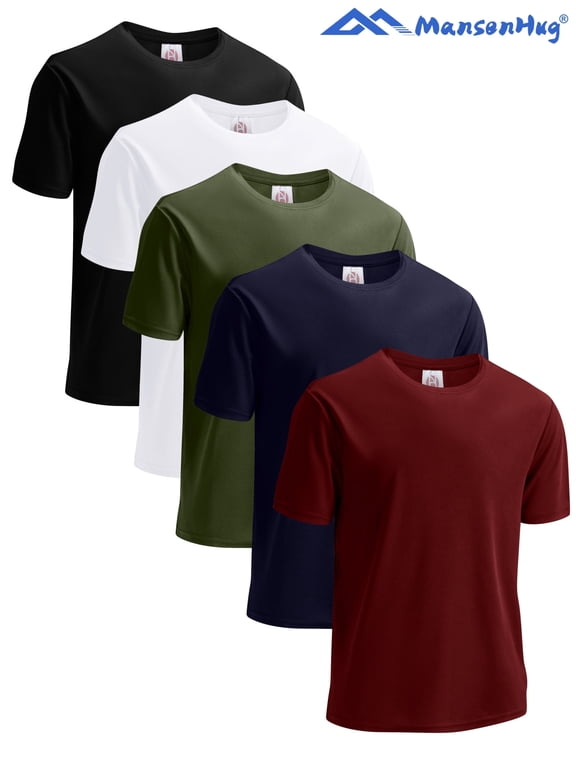5pcs Men's Performance Stretchable Quick Drying Short Sleeve Moisture Wicking Crew Neck T-Shirt For Men's Outdoor Gym Running Fitness