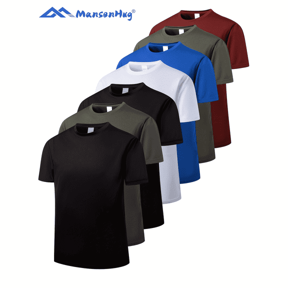 MANSENHUG 7 Pack Men's Dry Fit T Shirts Athletic Running Gym Workout Short Sleeve Tee Shirts for Men