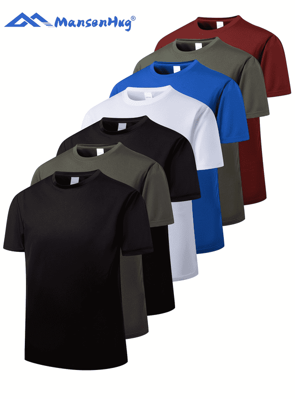 7 Pack Men's Dry Fit T Shirts Athletic Running Gym Workout Short Sleeve Tee Shirts for Men