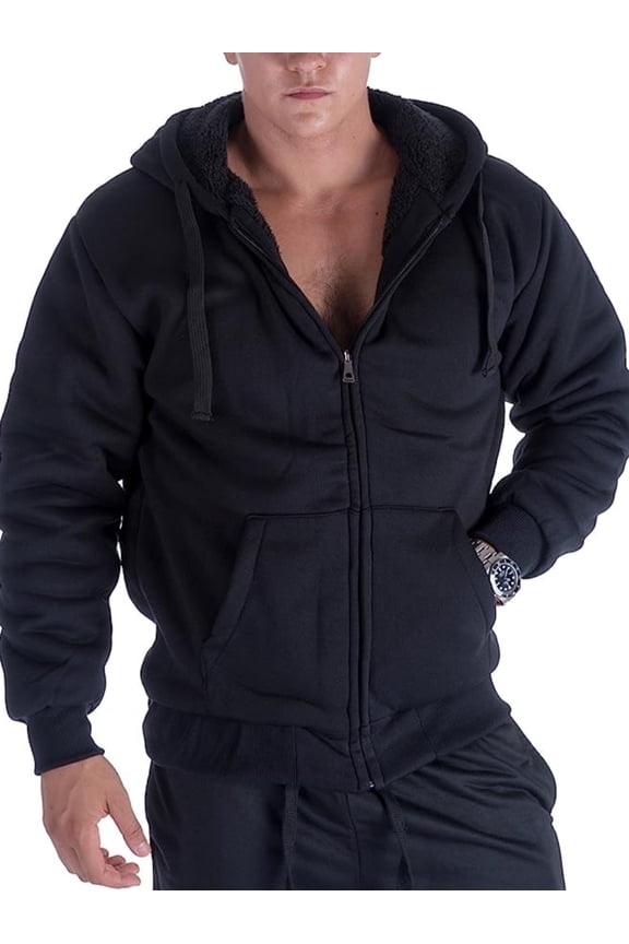 Heavyweight Sherpa Linded Outer Jackets for Men, Thick Fleece Full Zip Up Winter Warm Sweatshirts Work Jackets Warm Coat