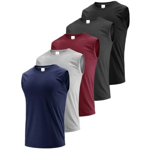 Men's 5 Pack Tank Tops Sleeveless Workout Quick Drying Shirts Gym Muscle Shirts Athletic Bodybuilding Tee
