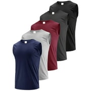 MANSENHUG Mens 5 Pack Tank Tops Sleeveless Workout Quick Drying Shirts Gym Muscle Shirts Athletic Bodybuilding Tee