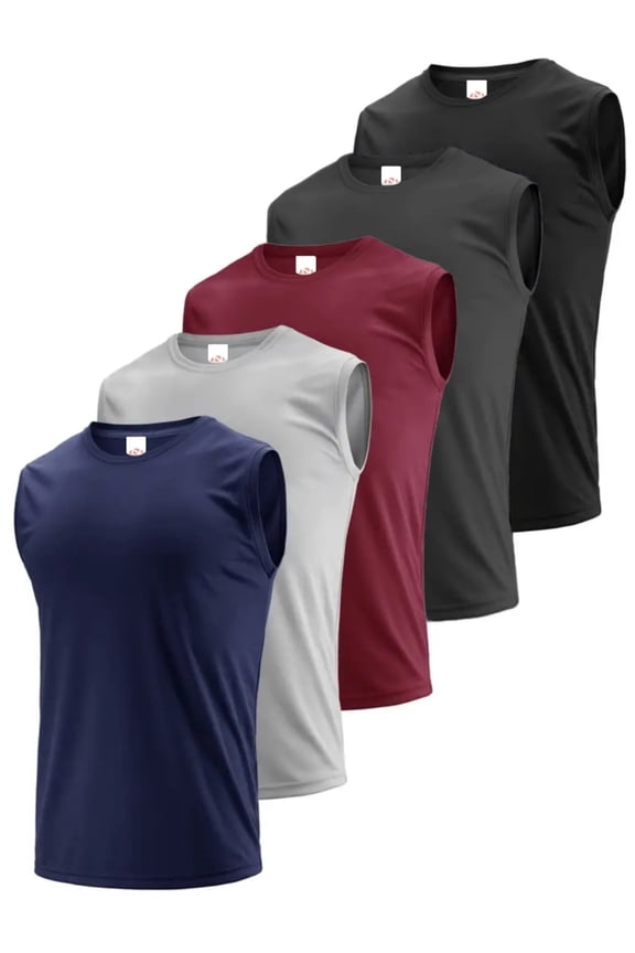 Men's 5 Pack Tank Tops Sleeveless Workout Quick Drying Shirts Gym Muscle Shirts Athletic Bodybuilding Tee