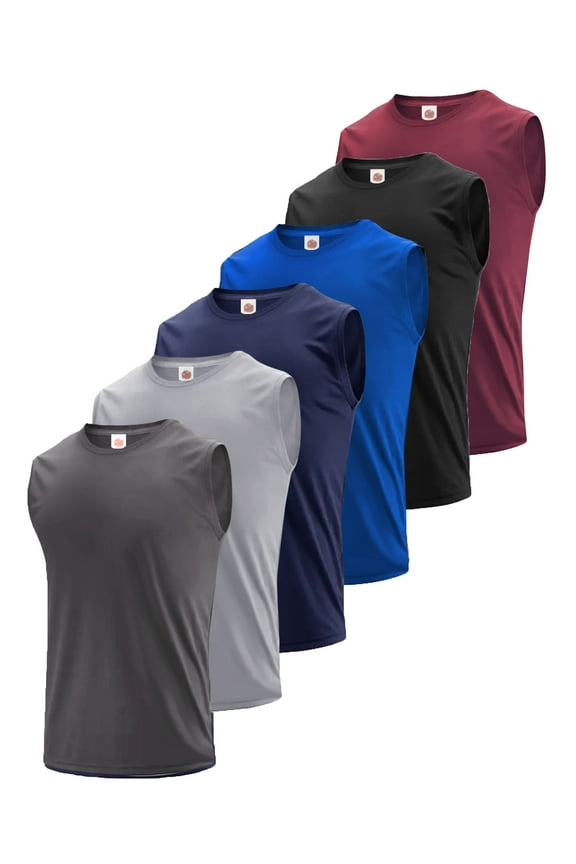 Men's 6 Pack Tank Tops Sleeveless Workout Quick Drying Shirts Gym Muscle Shirts Athletic Bodybuilding Tee