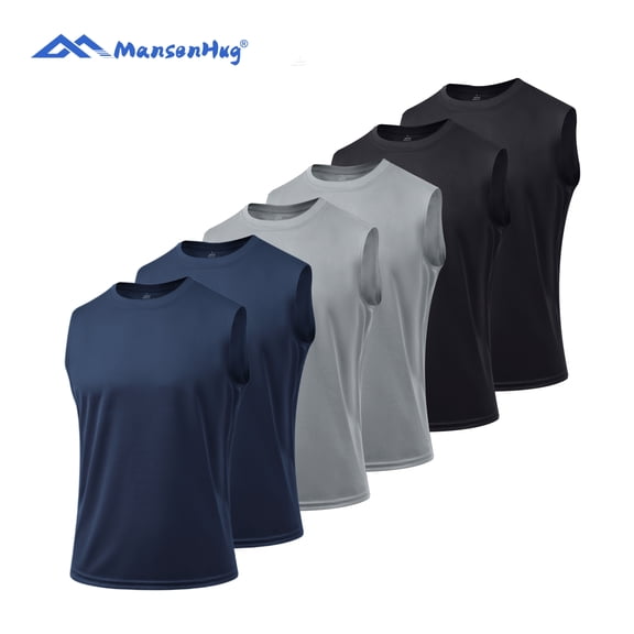 MANSENHUG Men's 6 Pack Tank Tops Sleeveless Workout Quick Drying Shirts Gym Muscle Shirts Athletic Bodybuilding Tee