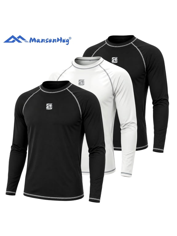 Men's UPF 50+ Rash Guard Long Sleeve , Quick Dry Compression Shirt for Swim, Surf, BJJ, Water Sports, Sun Protection Baselayer Activewear