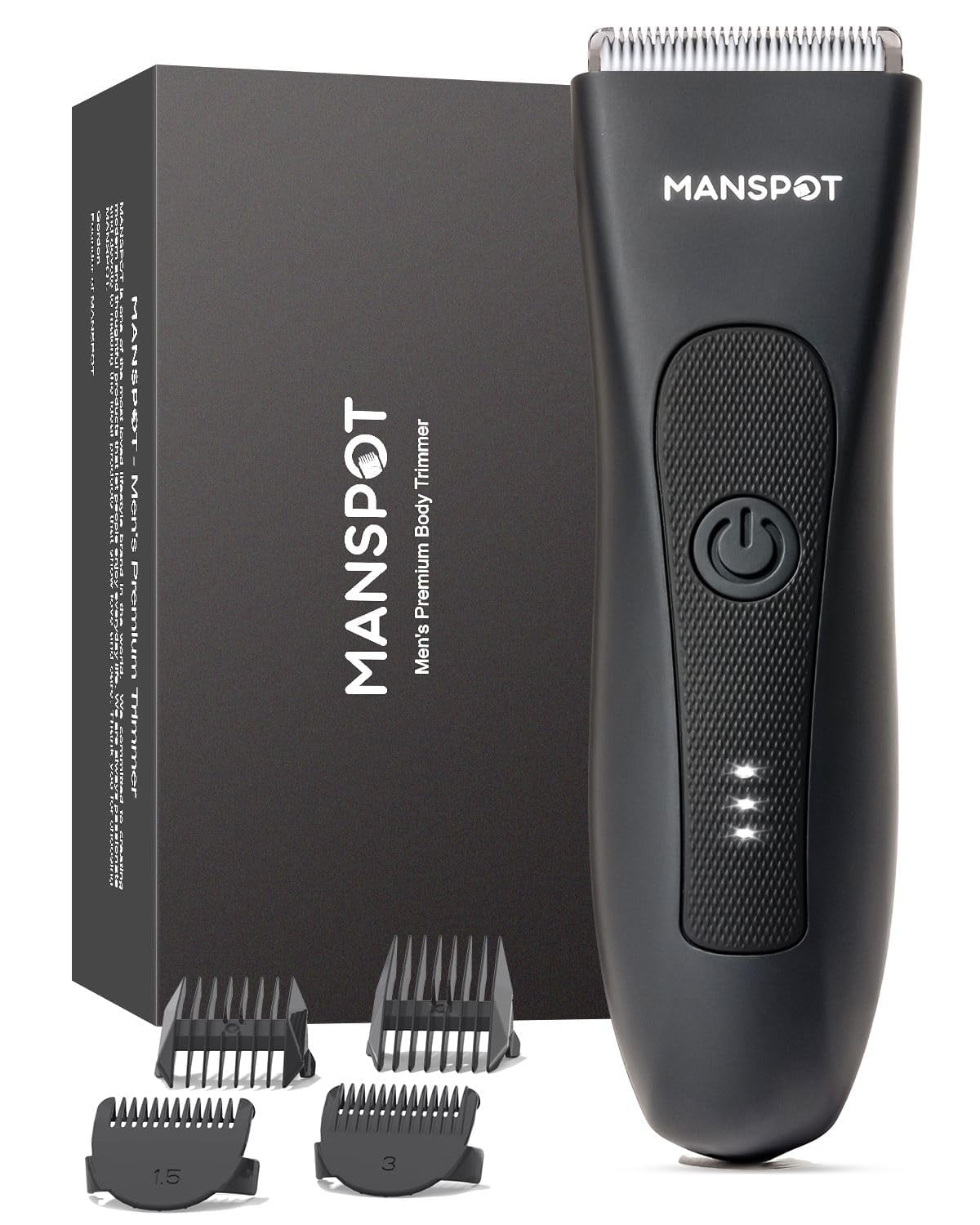 MANSPOT Manscape Groin & Body Hair Trimmer for Men, Electric Ball Pubic Trimmer Shaver,Manscape Kit with 4 Guard,Replaceable Ceramic Blade Heads,Waterproof Wet/Dry Shaver,90 Minutes Shaving C80