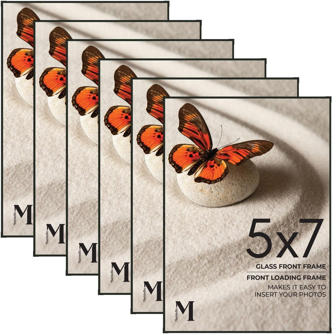 MANTELLO ESSENTIALS Picture Frames, 5x7 Picture Frame Buk, 6 Pack of Black Thin Frames, 5x7 Frame, Picture Frame Set of 6