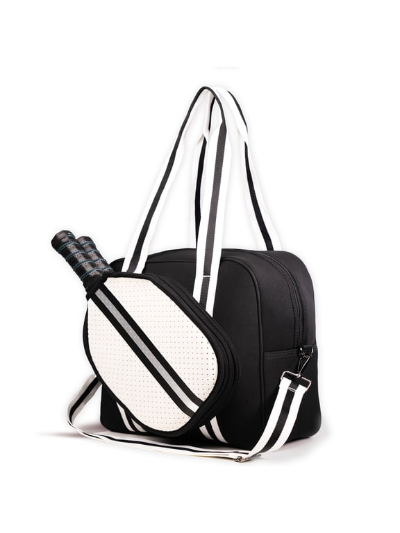 Pickleball Bag for Women and Men, Portable Crossbody Tote with Adjustable Shoulder Strap, Paddle Holder and Large Sports Storage Compartment
