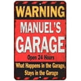 thumbnail image 1 of MANUEL'S Garage Warning Man Cave Wall Decor 12x18 Metal Sign 112180030113, 1 of 1