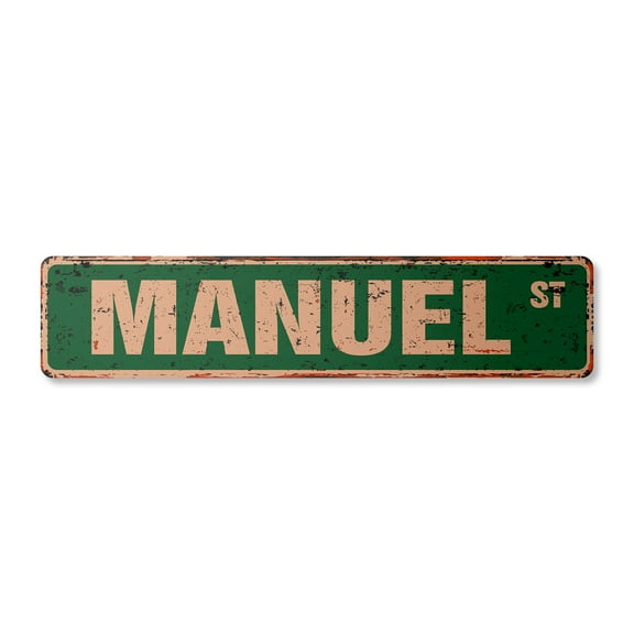 MANUEL Vintage Plastic Street Sign Childrens Name Room Sign | Indoor/Outdoor |  18" Wide
