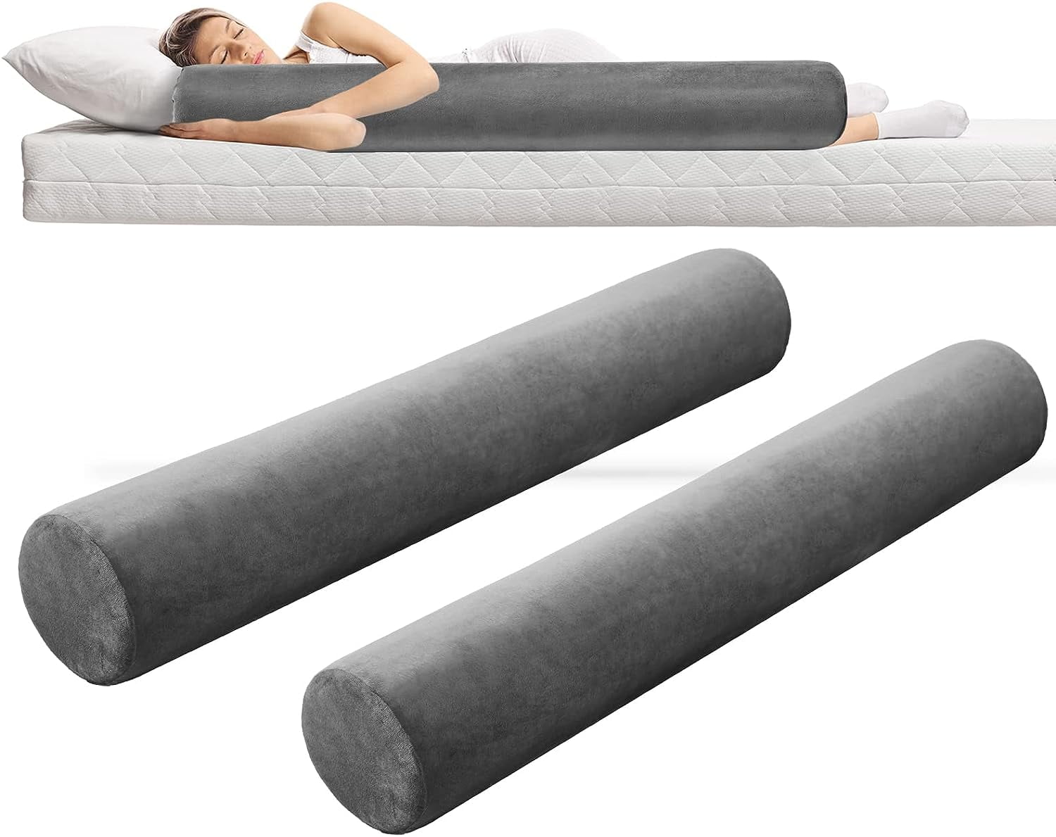 MANXING 2 Pcs Long Bolster Round Body Pillow with Removable Washable