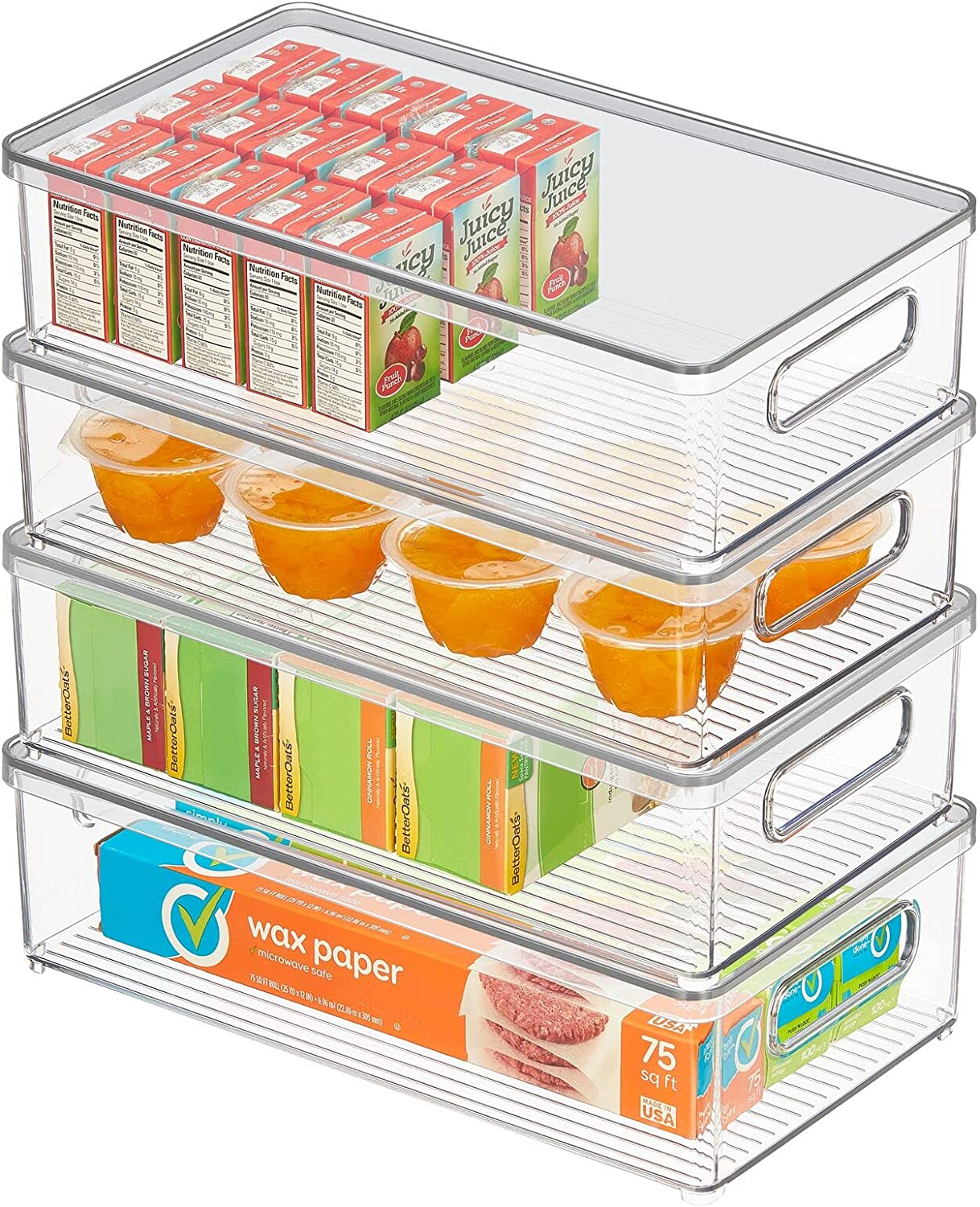 MANXING Plastic Stackable Kitchen Storage Bin Box with Handles