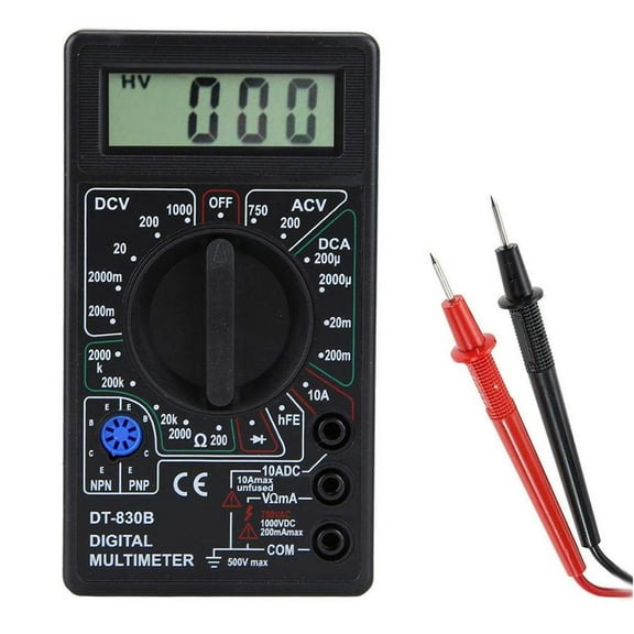 MANYUN DT-830B Digital Multimeter, Auto Range Voltmeter Ohmmeter Tester, 1999 LCD Display, Black