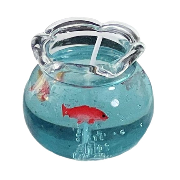 MANYUN Mini Bubble Fish Tank Candle, Ocean Themed Gel Wax Candle for Desk, Cute Bubble Fish Home Decor, Scented Cozy Room Ornament, 1.57" Resin Goldfish Candle, 20 Hour Burn